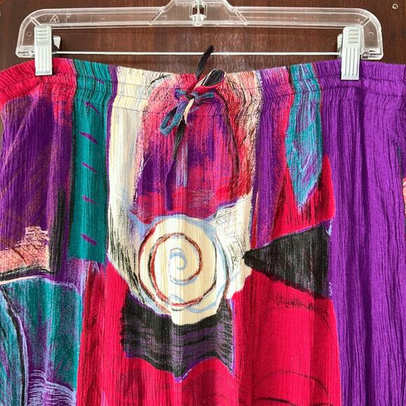 Vtg Silver Stream Maxi Skirt Womens Large purple fringe Pull On Gypsy Broom Boho - Picture 3 of 8